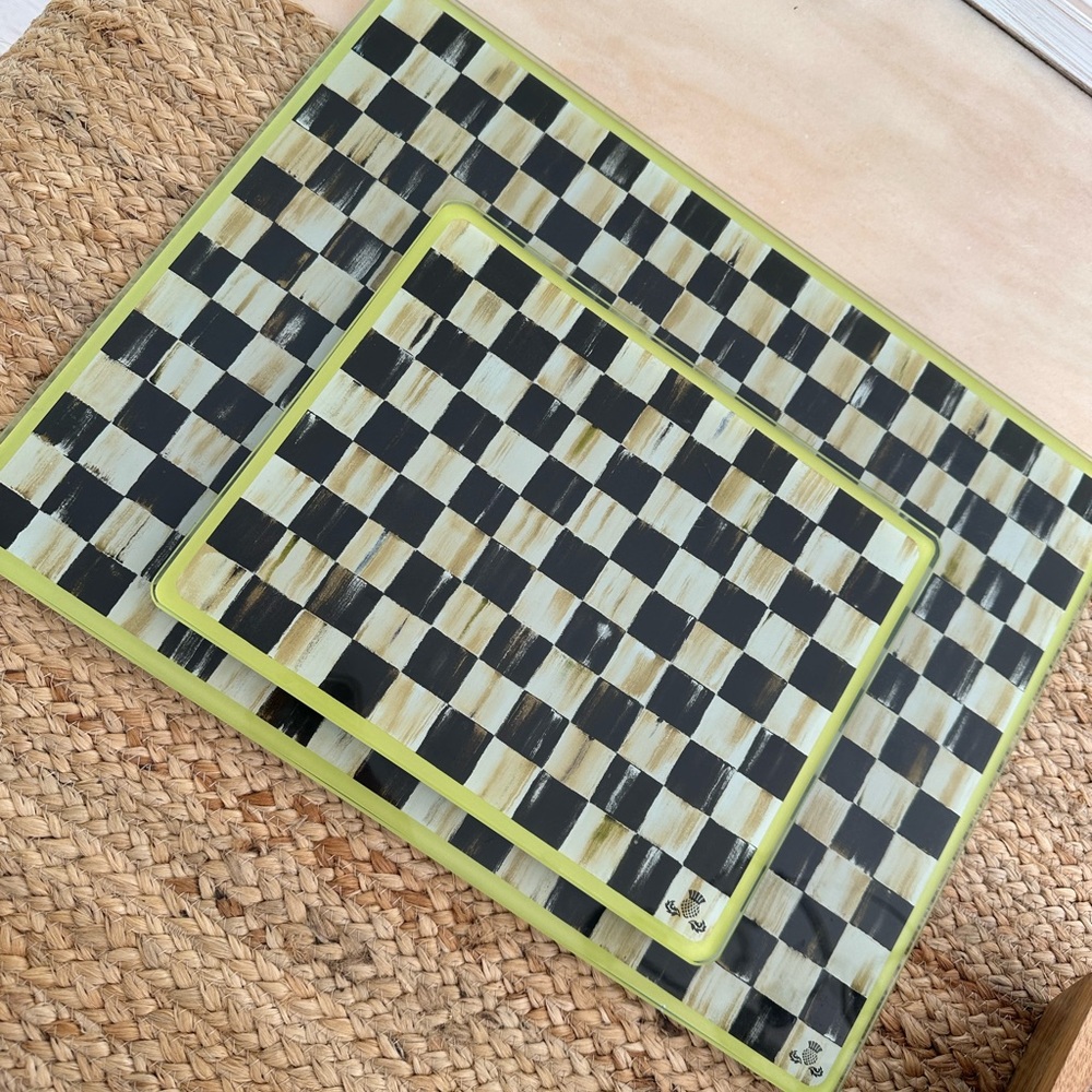 MacKenzie-Childs Checkered Cutting Boards - Black, White, Green - Picture 9 of 9